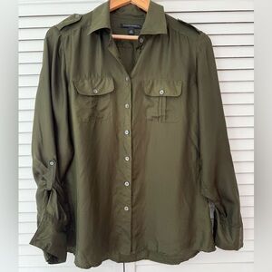 Olive Green Banana Republic silk Button-Up Women's Top
